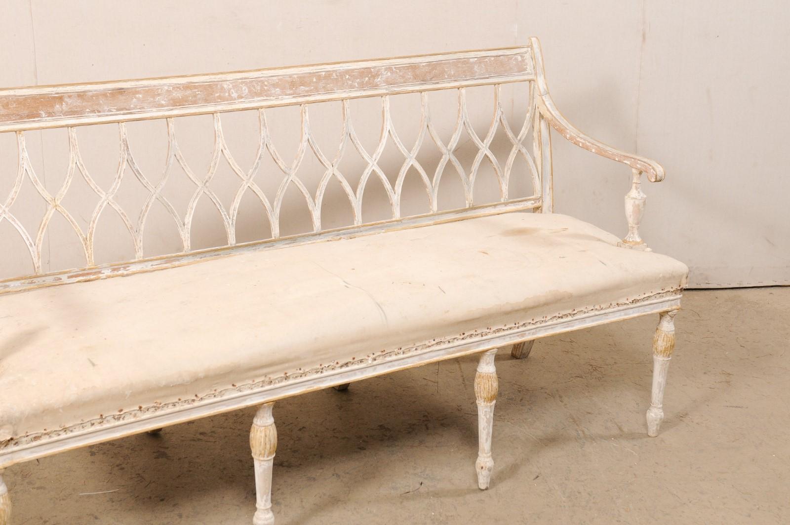 Swedish Neoclassic Sofa Bench W/Open Hourglass Back-Splat Design, Early 19th C In Good Condition In Atlanta, GA