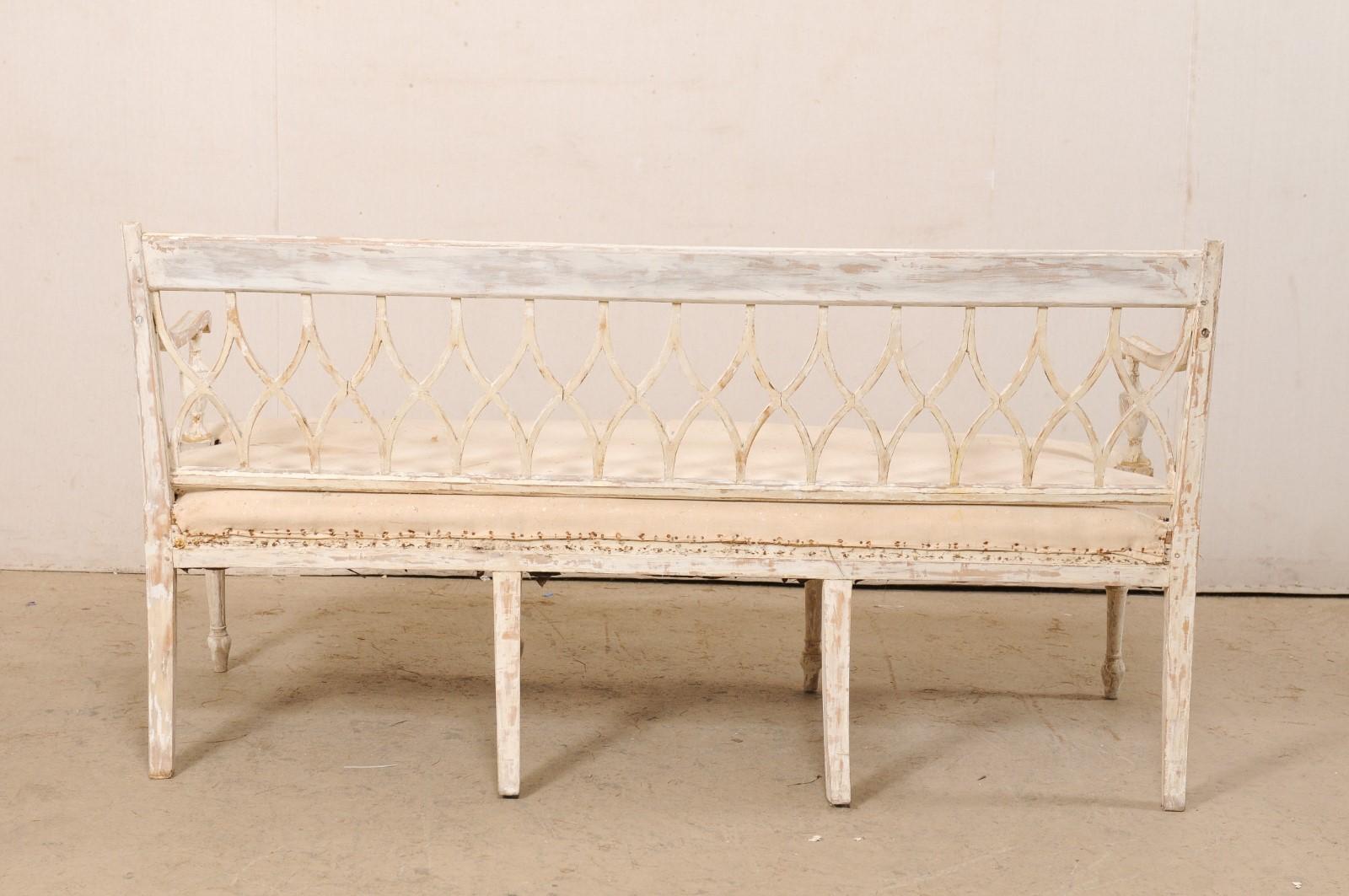 Swedish Neoclassic Sofa Bench W/Open Hourglass Back-Splat Design, Early 19th C 1