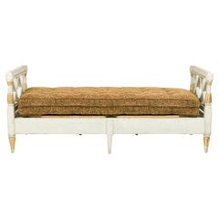 Antique Swedish Neoclassic White and Gilt Painted DayBed