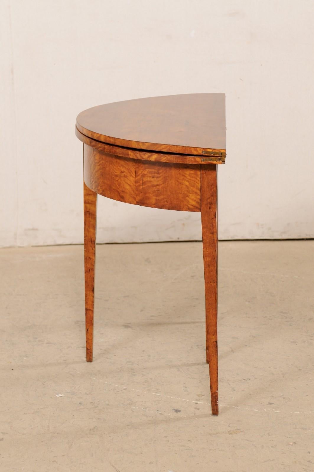 Swedish Neoclassical Curly Birch Wood Demi-Lune 'to Round', Table, circa 1820's 7