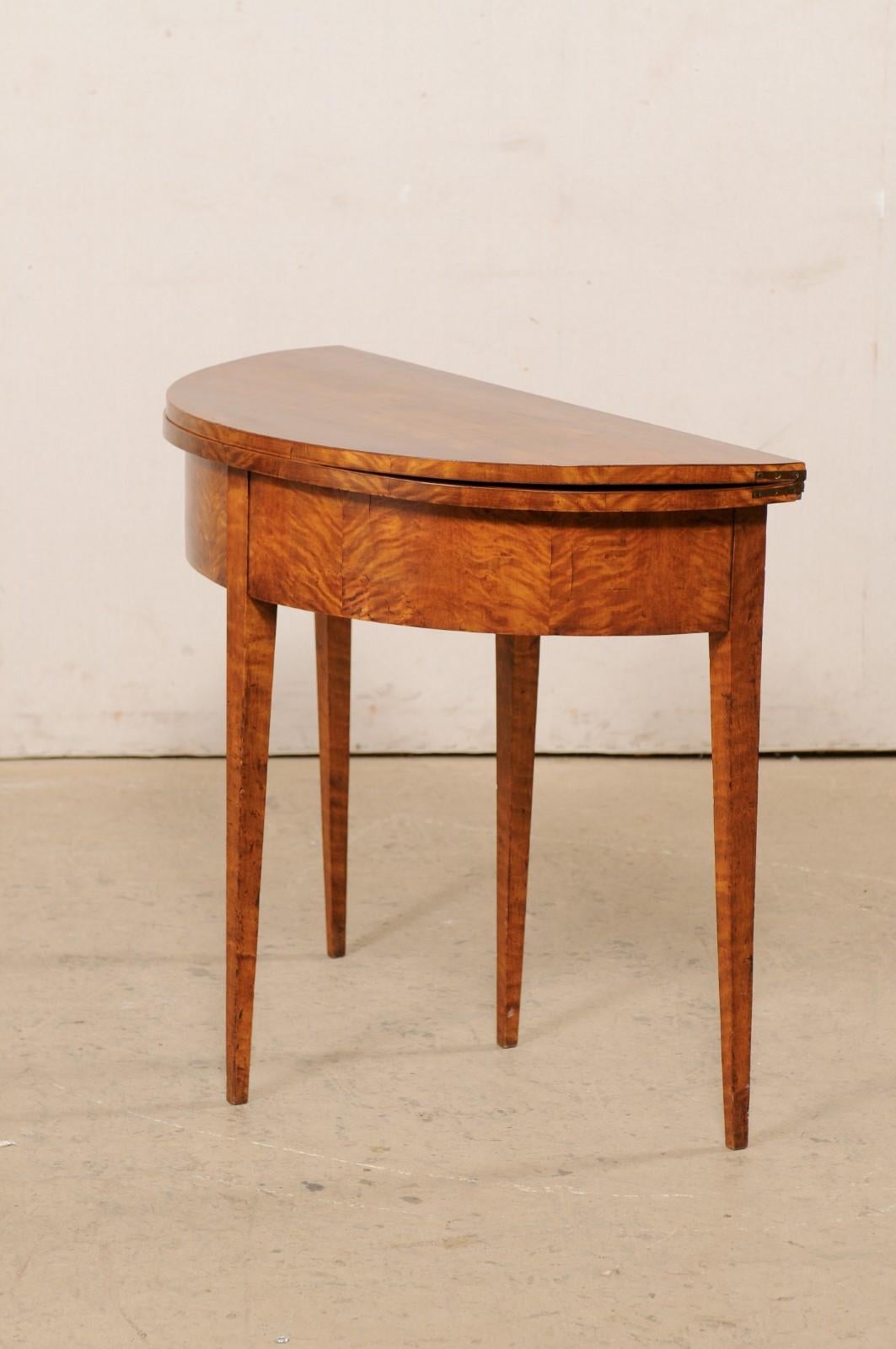 Swedish Neoclassical Curly Birch Wood Demi-Lune 'to Round', Table, circa 1820's 8