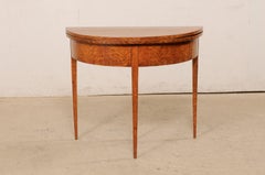 Swedish Neoclassical Curly Birch Wood Demi-Lune 'to Round', Table, circa 1820's