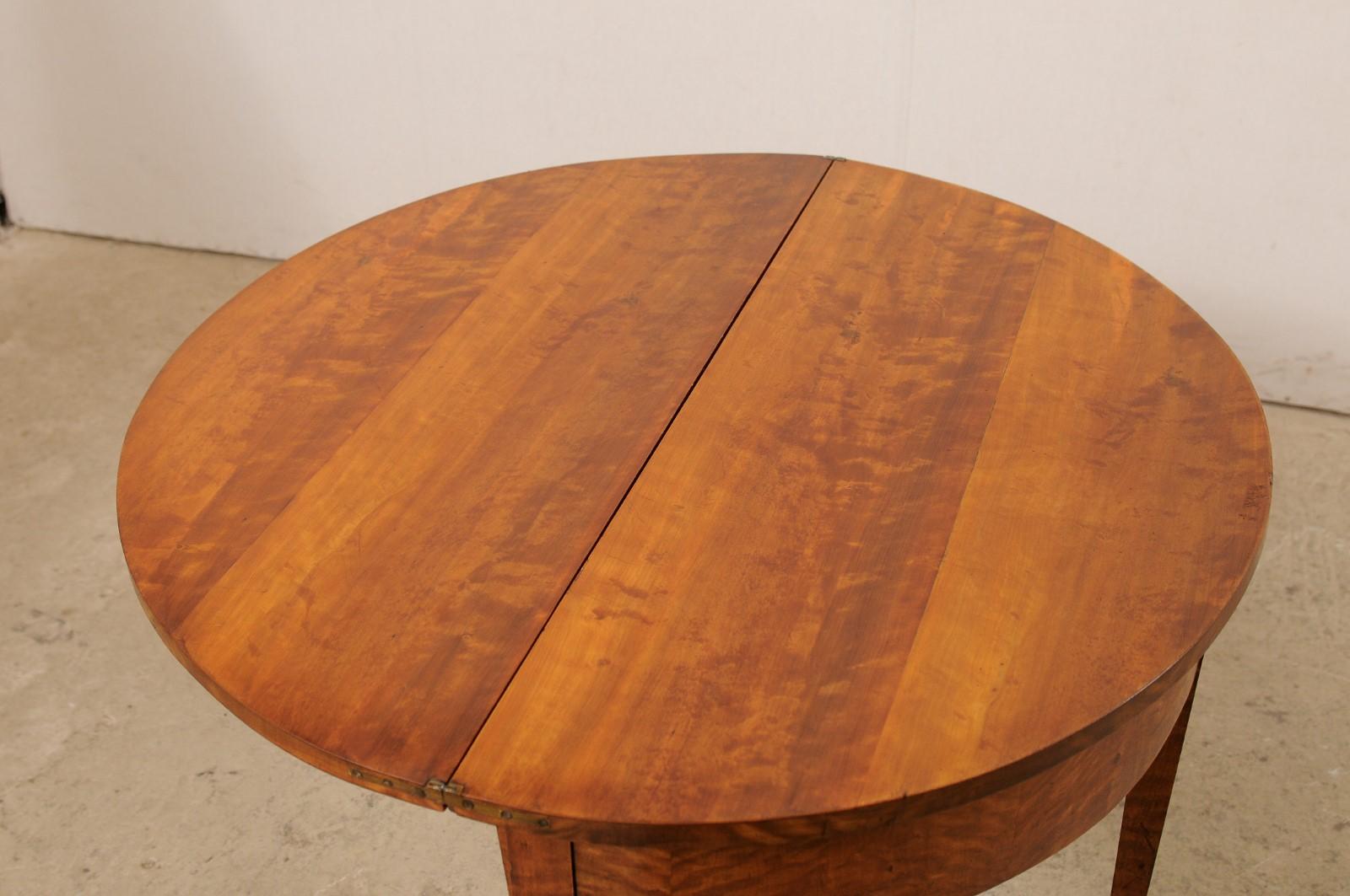 Swedish Neoclassical Curly Birch Wood Demi-Lune 'to Round', Table, circa 1820's 3