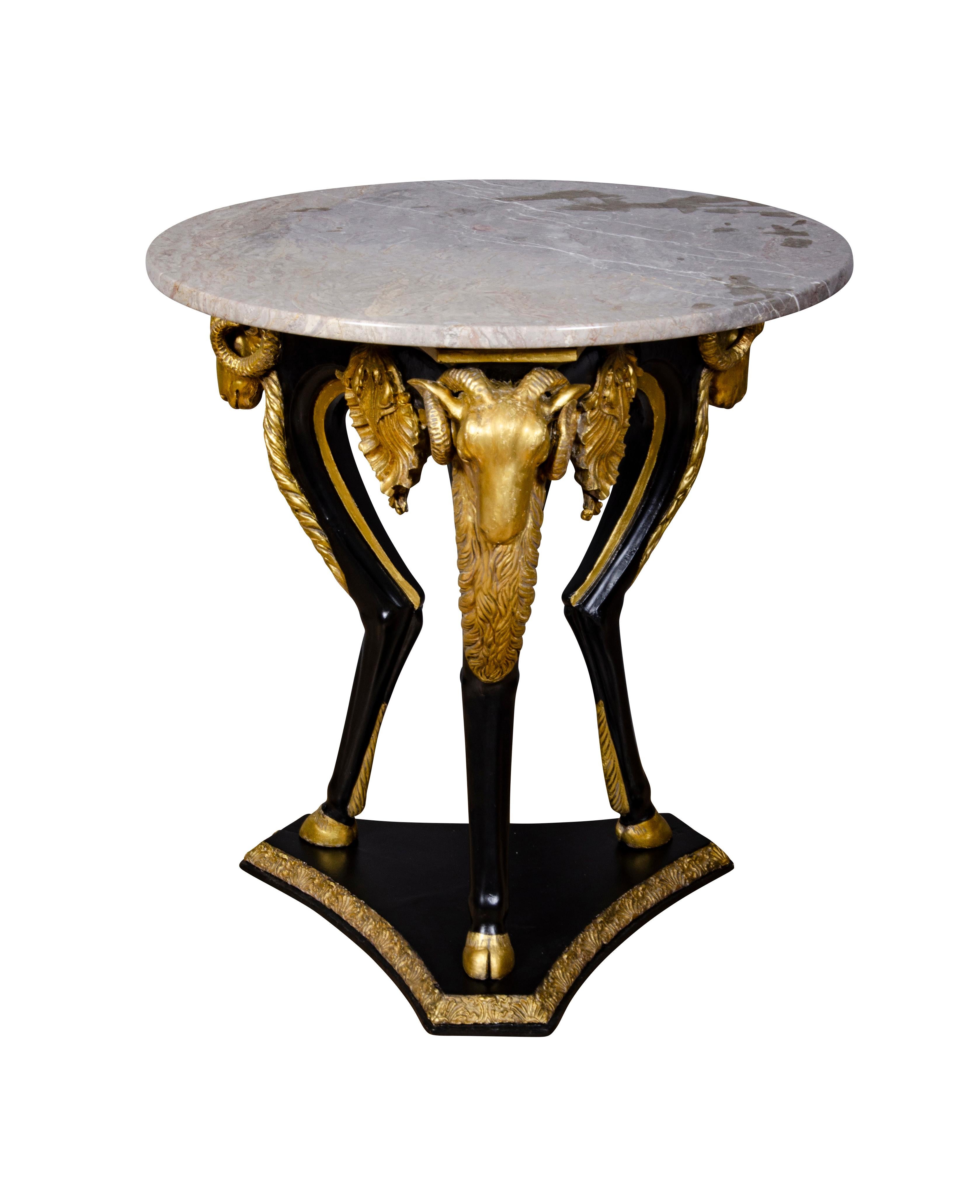 European Swedish Neoclassical Ebonized and Giltwood Center Table For Sale