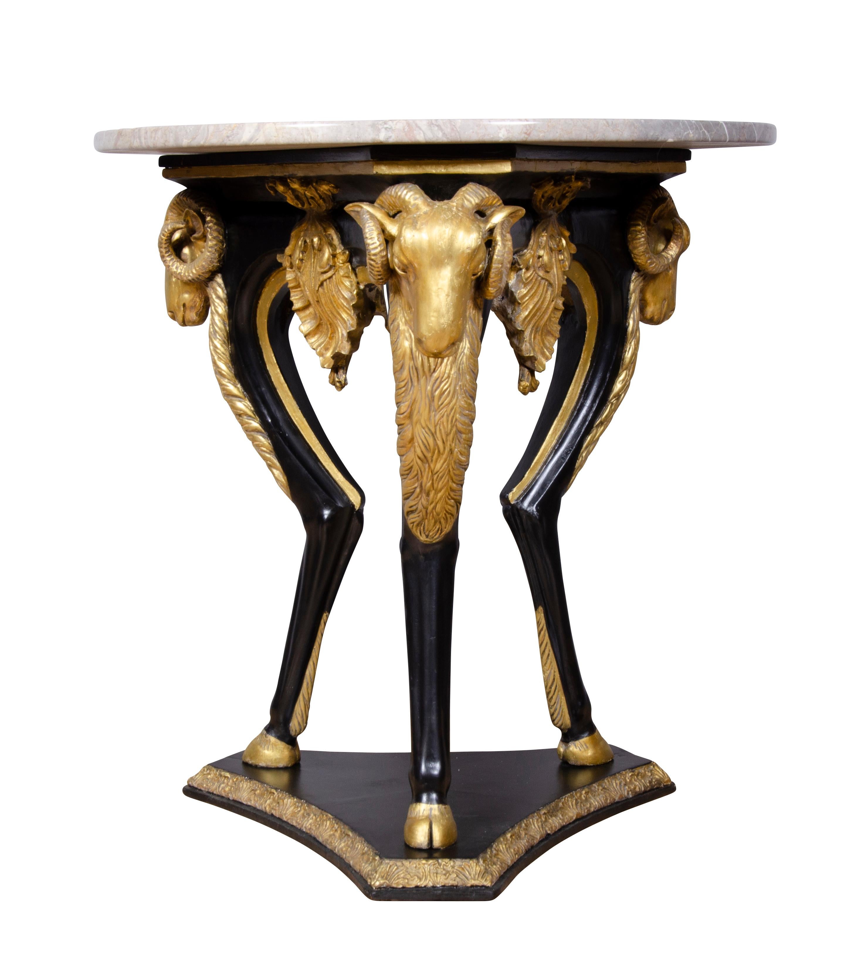Swedish Neoclassical Ebonized and Giltwood Center Table In Good Condition For Sale In Essex, MA