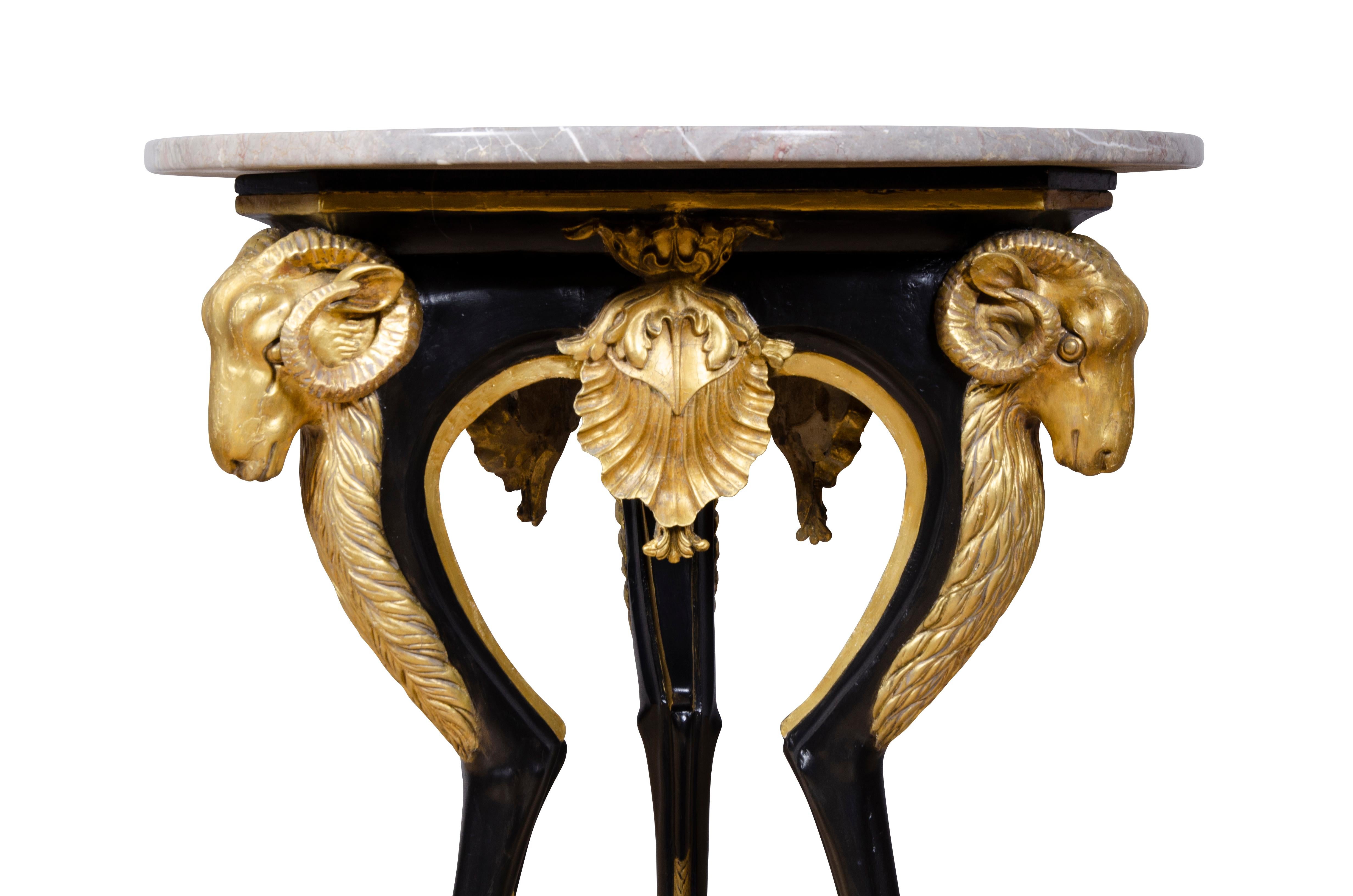 Swedish Neoclassical Ebonized and Giltwood Center Table For Sale 4