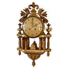 Swedish Neoclassical Giltwood Wall Clock, circa 1858