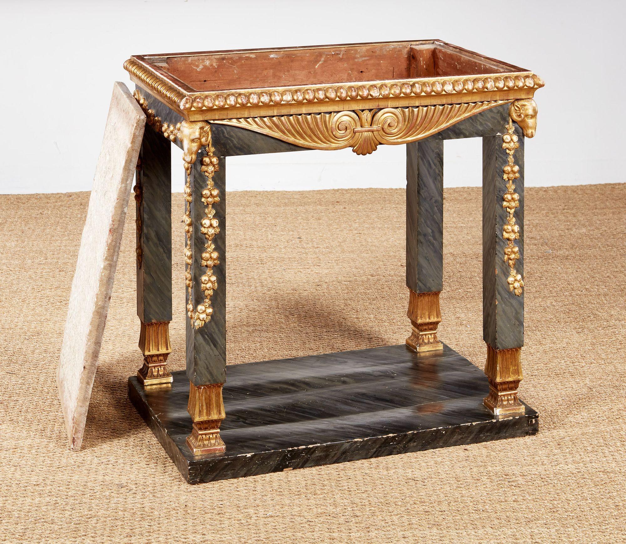 Swedish Neoclassical Marble Top Console Table For Sale 8