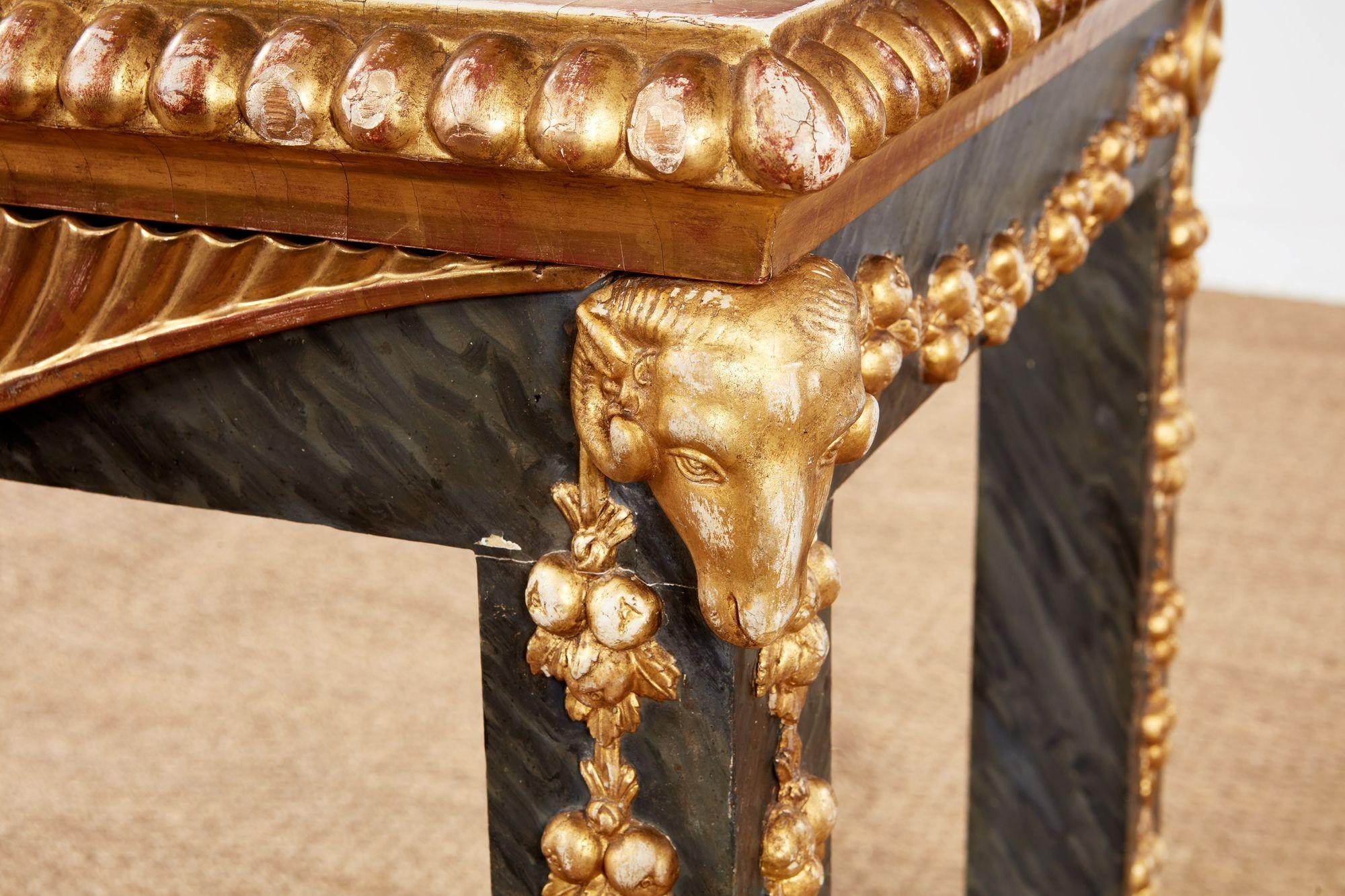 Gustavian Swedish Neoclassical Marble Top Console Table For Sale