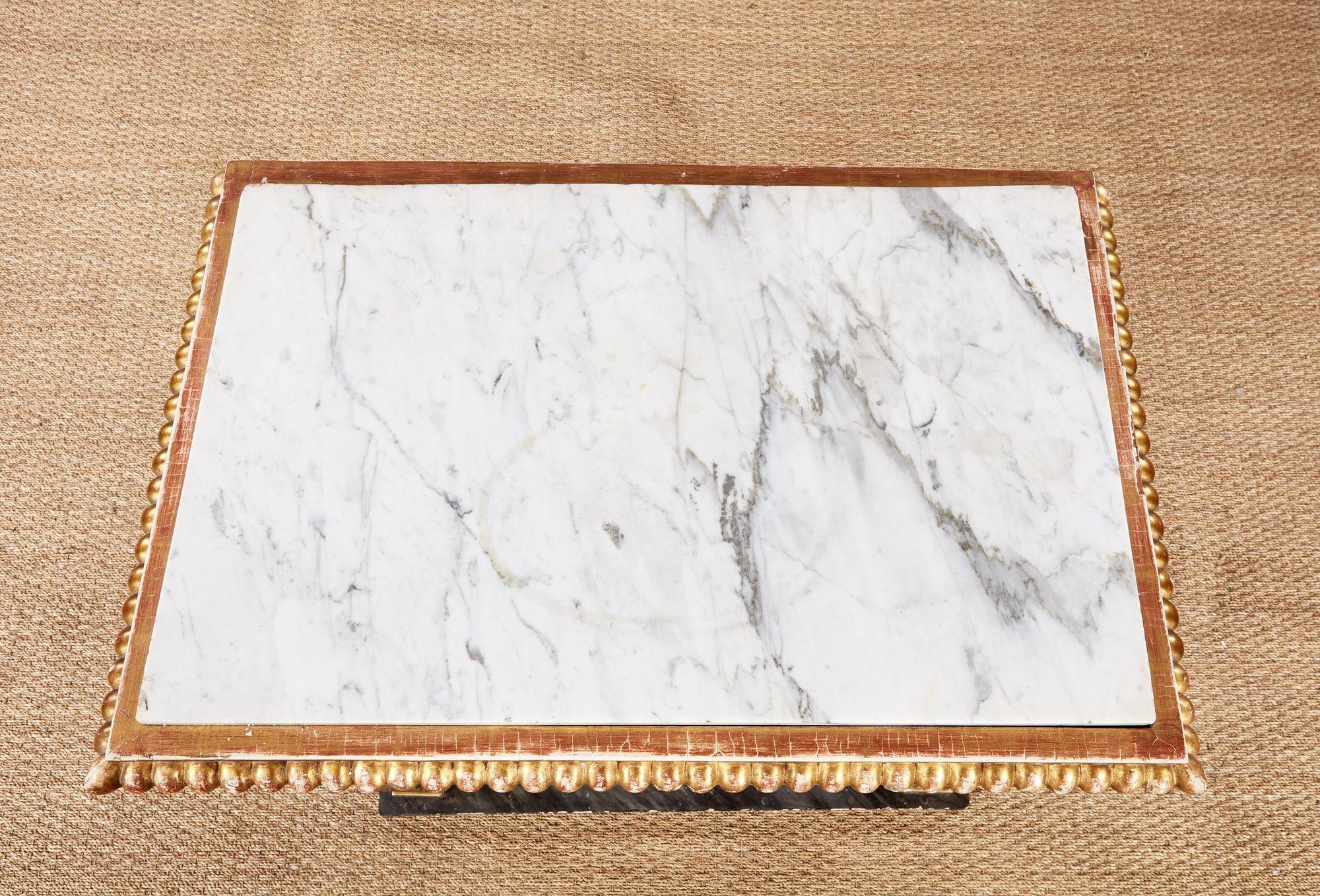 Hand-Painted Swedish Neoclassical Marble Top Console Table For Sale