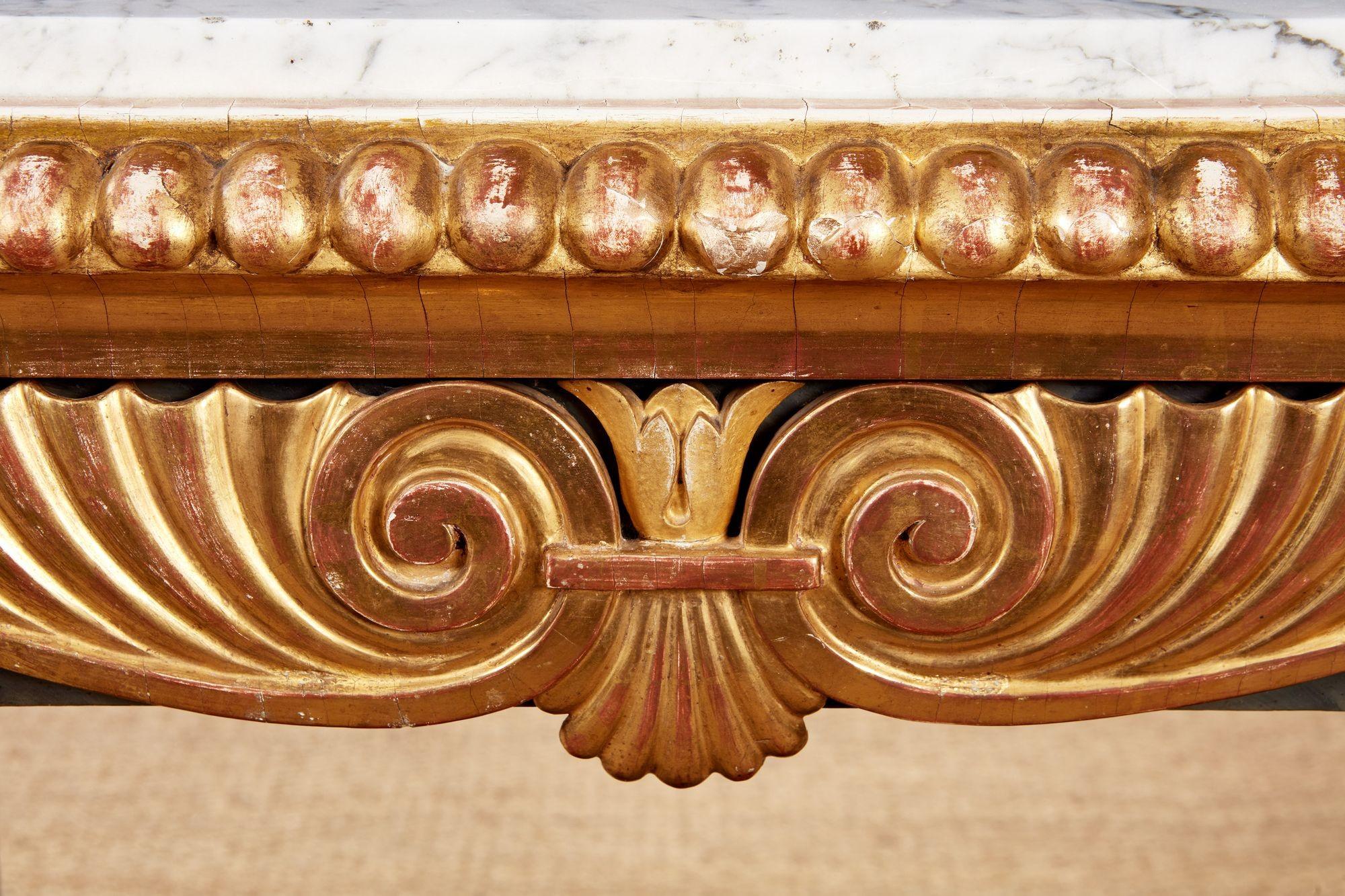 Swedish Neoclassical Marble Top Console Table In Good Condition For Sale In Greenwich, CT