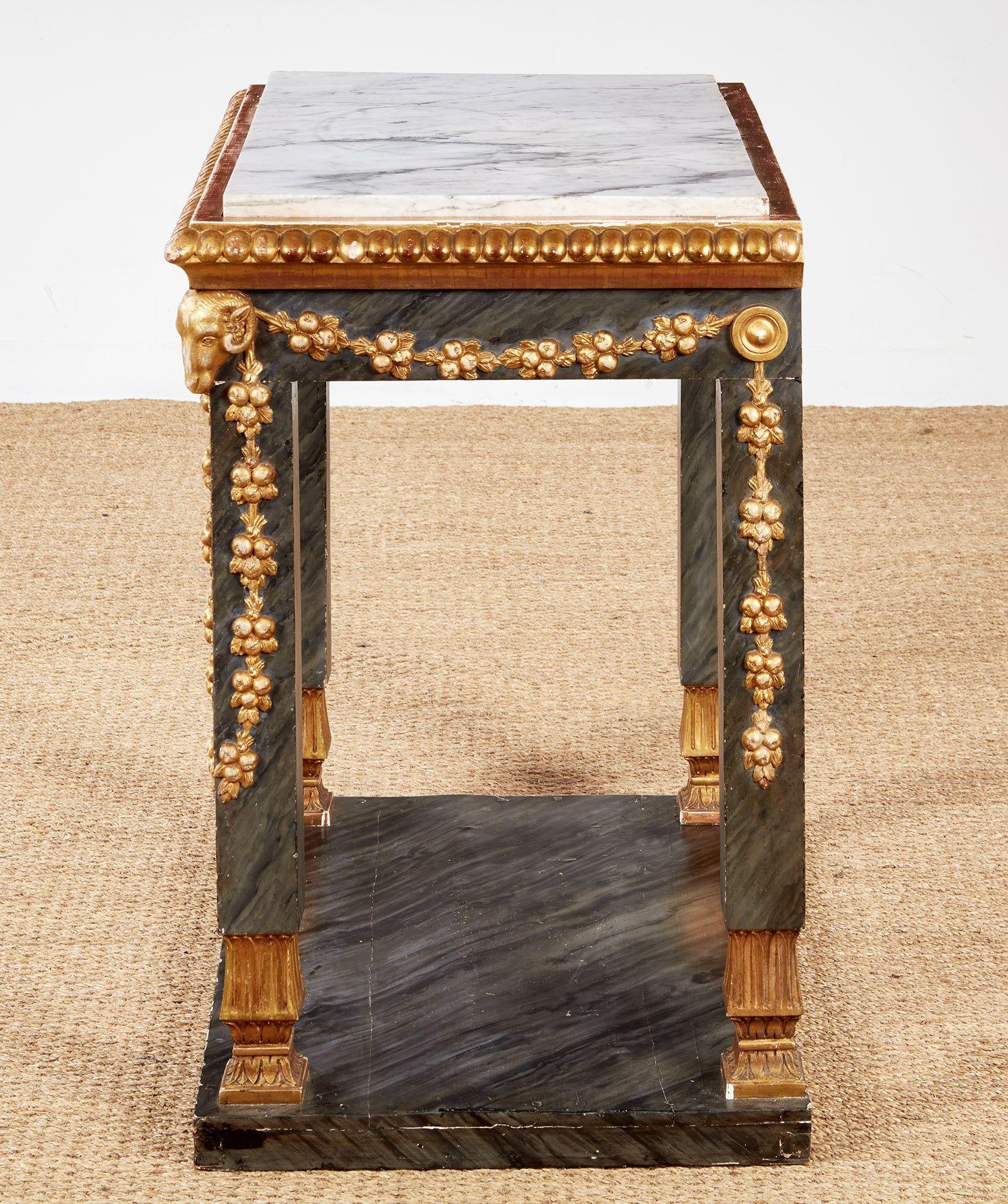19th Century Swedish Neoclassical Marble Top Console Table For Sale