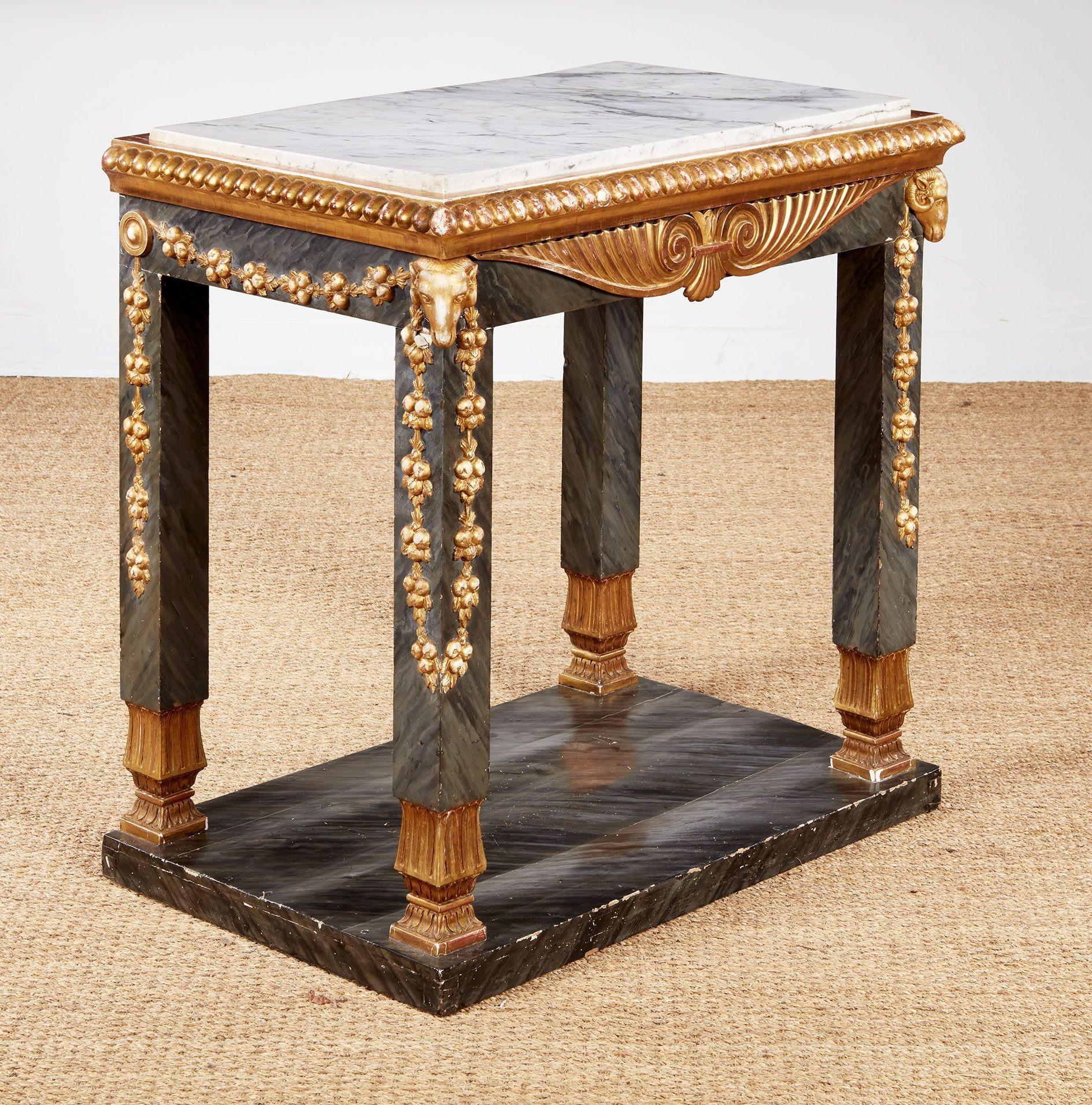Swedish Neoclassical Marble Top Console Table For Sale 2