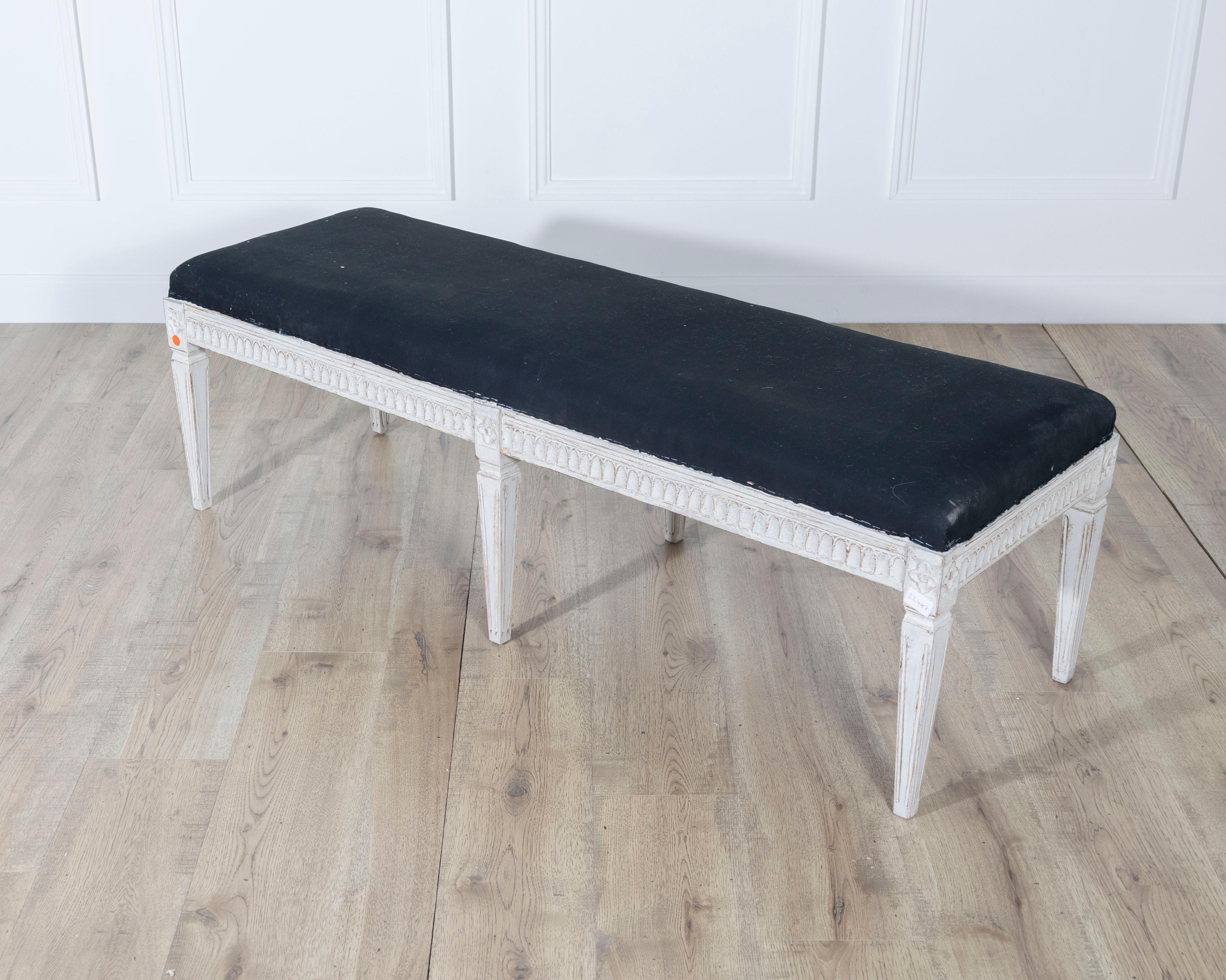 Wood Swedish Neoclassical Painted Bench, circa 1880 For Sale