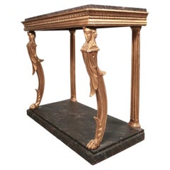 Swedish Neoclassical Giltwood Porphyry Top Console Table, Early 19th Century