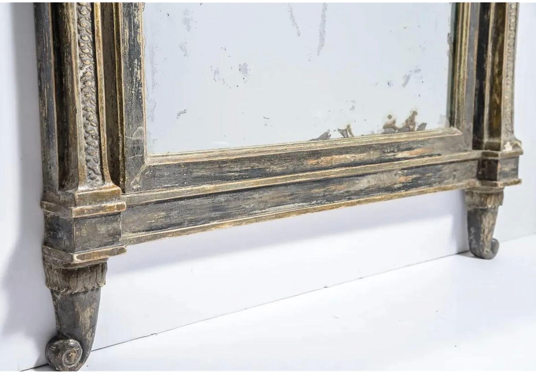 19th Century Swedish Neoclassical Painted Pediment Mirror For Sale