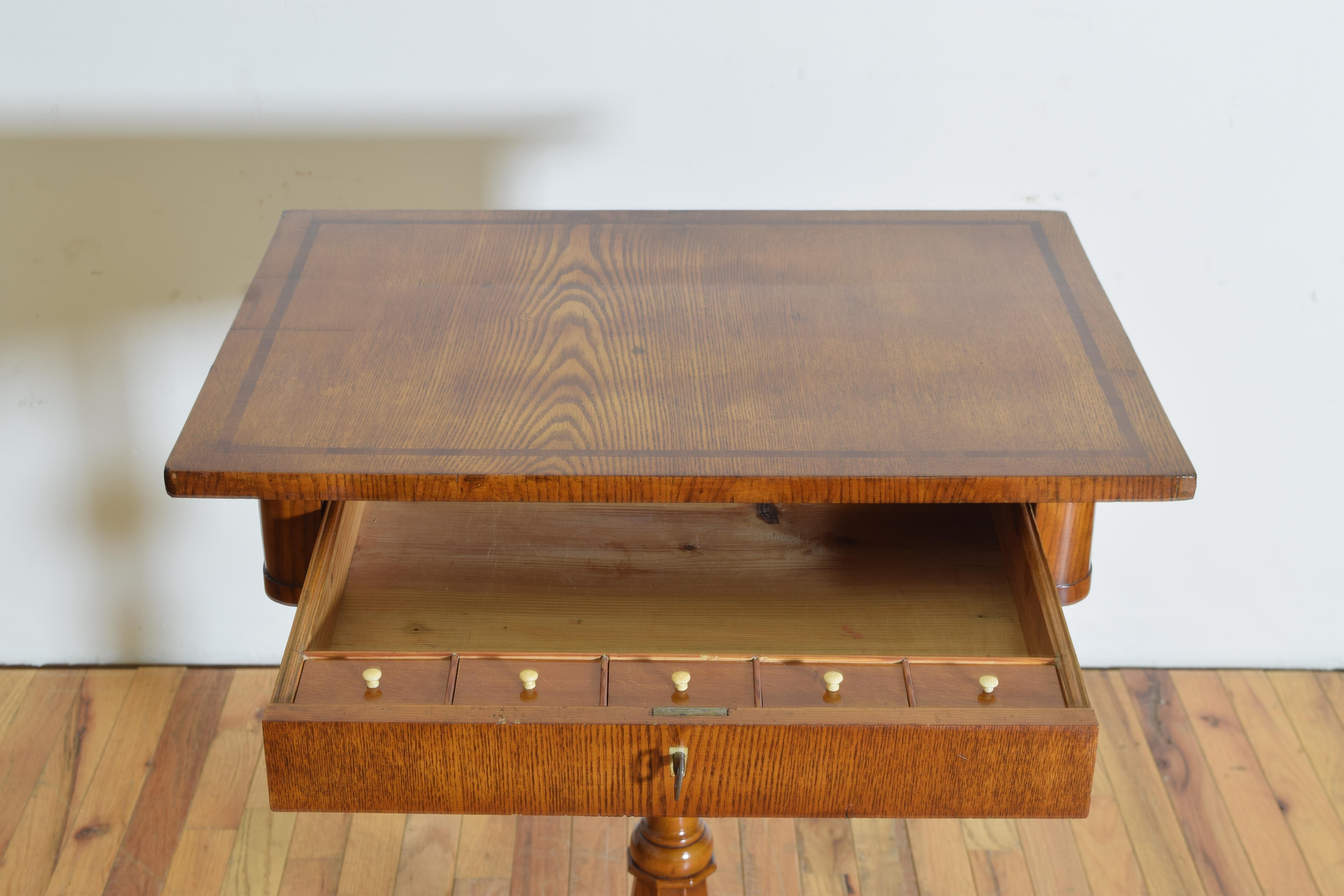 Swedish Neoclassical Revival Chestnut 1-Drawer Work Table, 3rdq 19th Cen 1