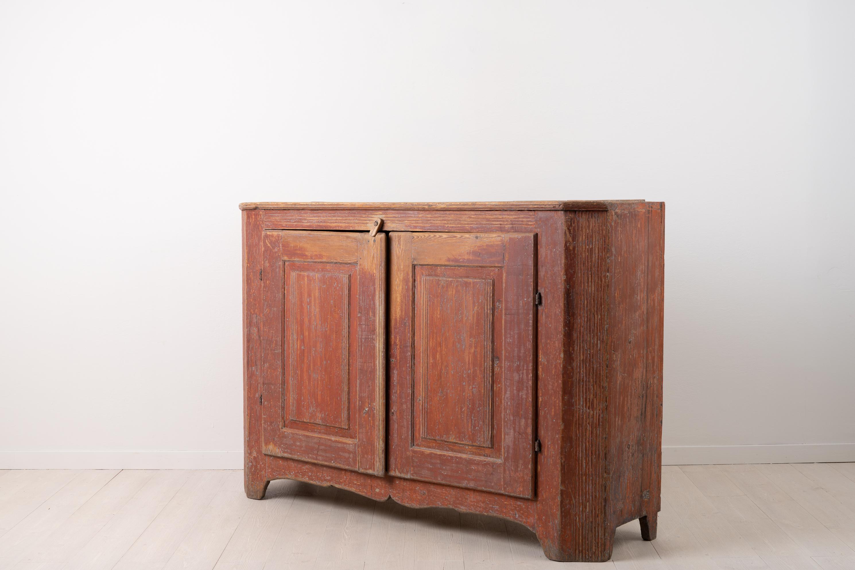 Pine Swedish Neoclassical Sideboard with Rococo Details