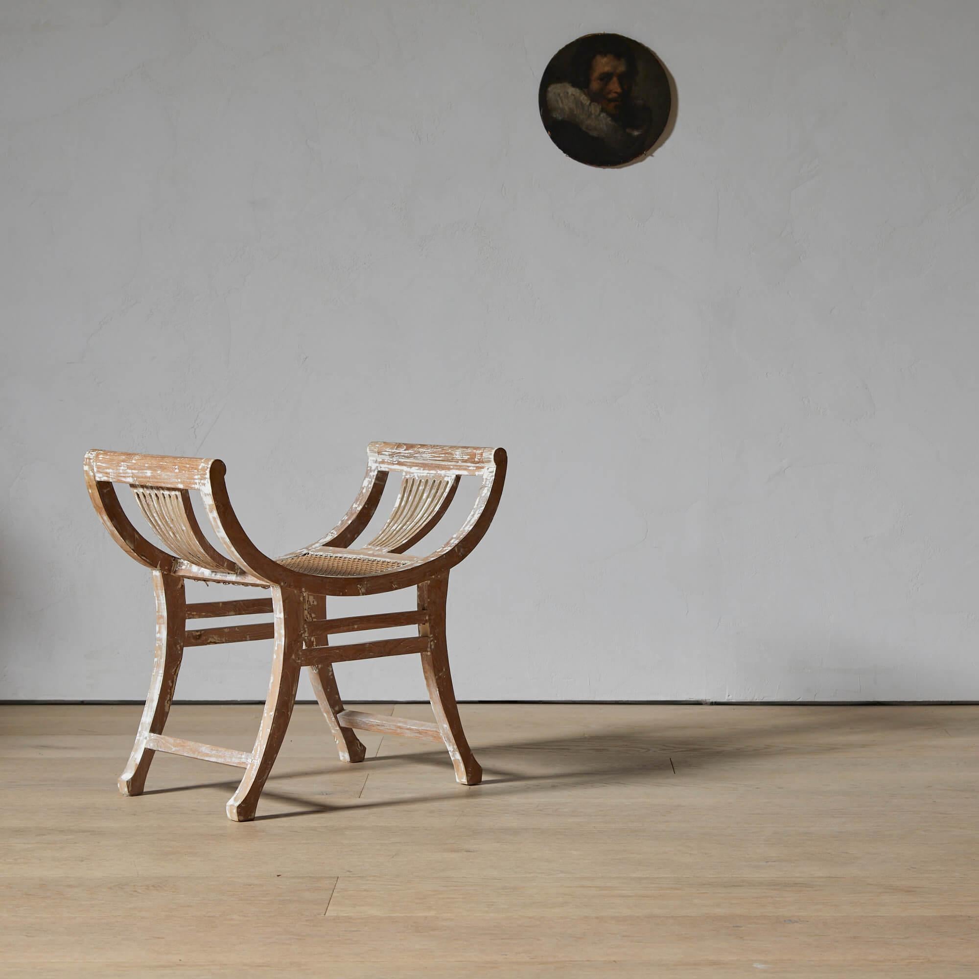 Cane Swedish Neoclassical Stool For Sale