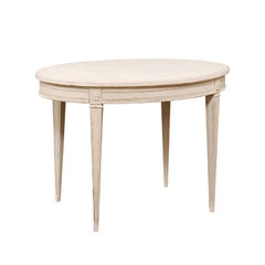 Swedish Neoclassical Style 1880s Painted and Carved Center Table with Oval Top