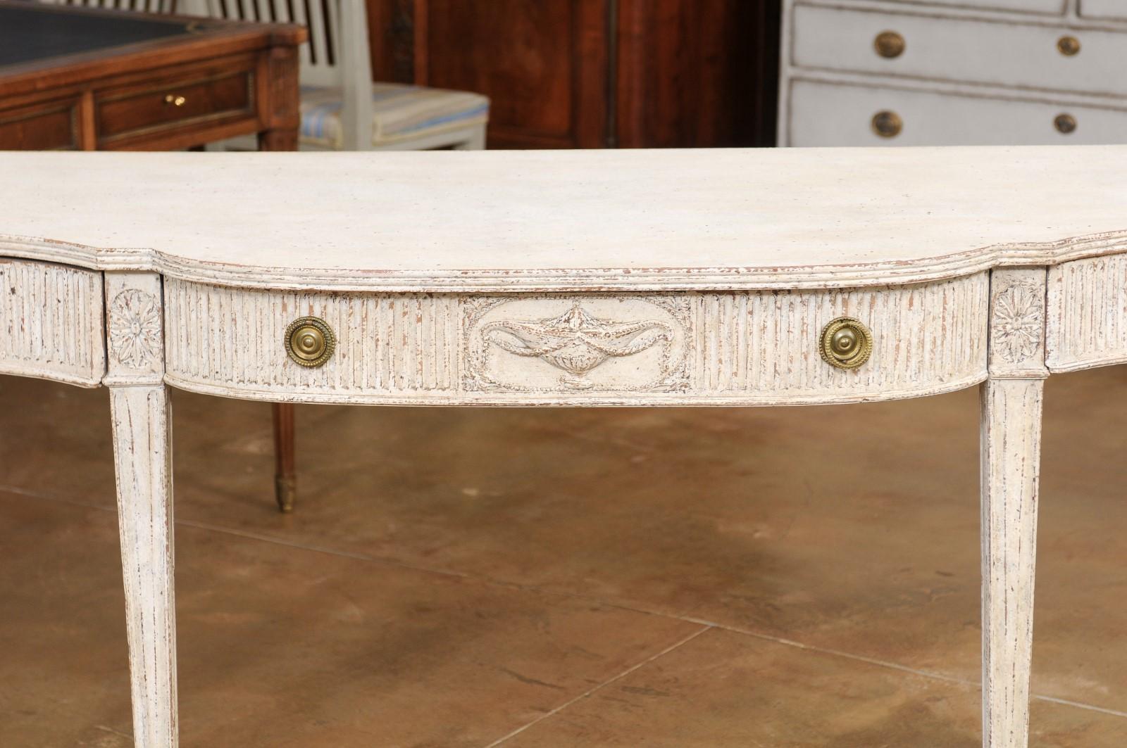 Swedish Neoclassical Style 1880s Serpentine Three-Drawer Painted Console Table 8