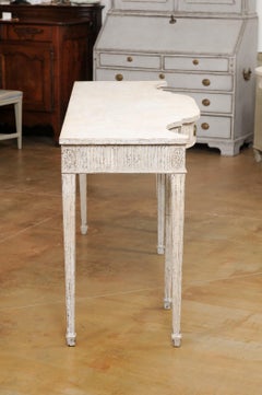 Swedish Neoclassical Style 1880s Serpentine Three-Drawer Painted Console Table