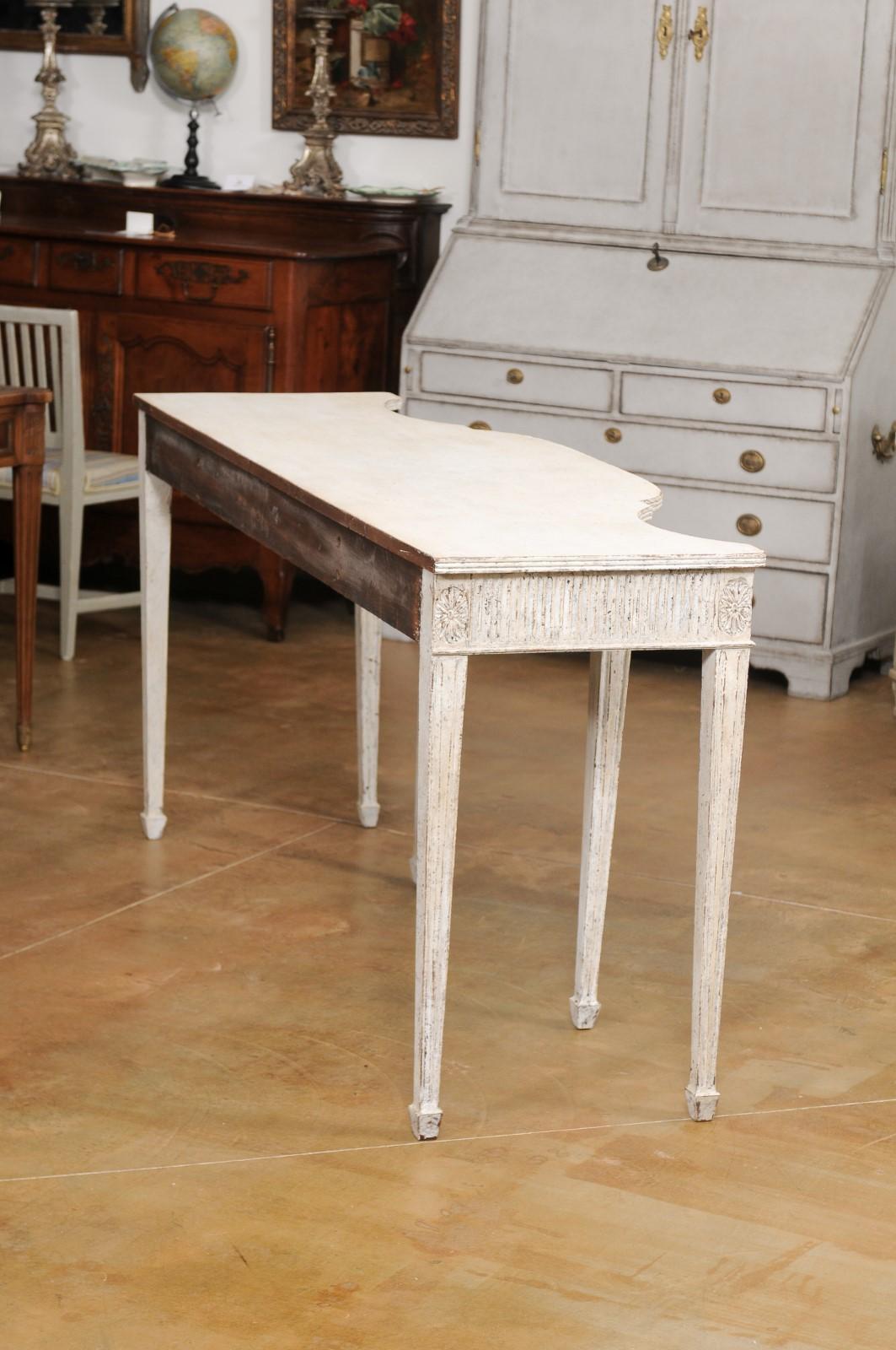 19th Century Swedish Neoclassical Style 1880s Serpentine Three-Drawer Painted Console Table