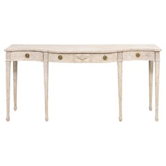 Swedish Neoclassical Style 1880s Serpentine Three-Drawer Painted Console Table