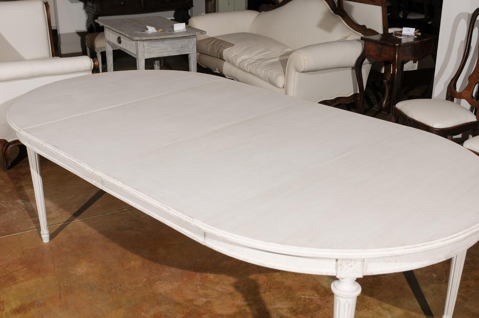 Swedish Neoclassical Style 19th Century Painted Oval Extension Dining Table 1