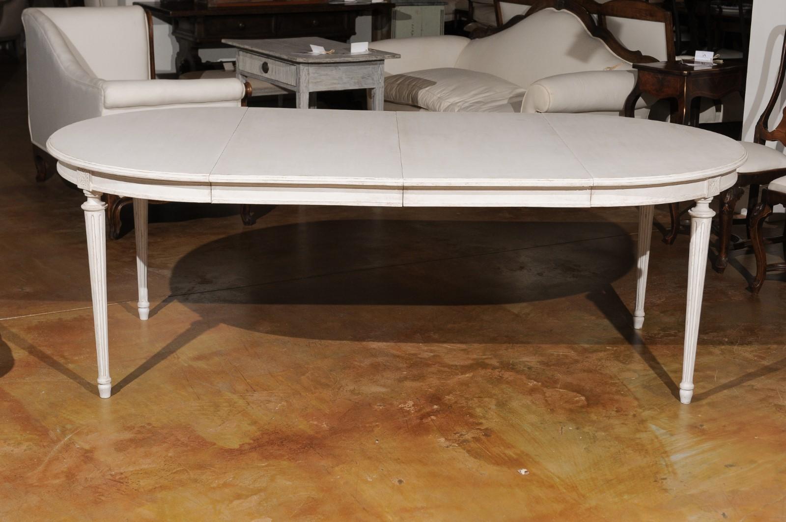 Swedish Neoclassical Style 19th Century Painted Oval Extension Dining Table 2