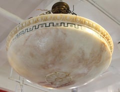 Swedish Neoclassical Style Alabaster Dome Shaped Pendant Light