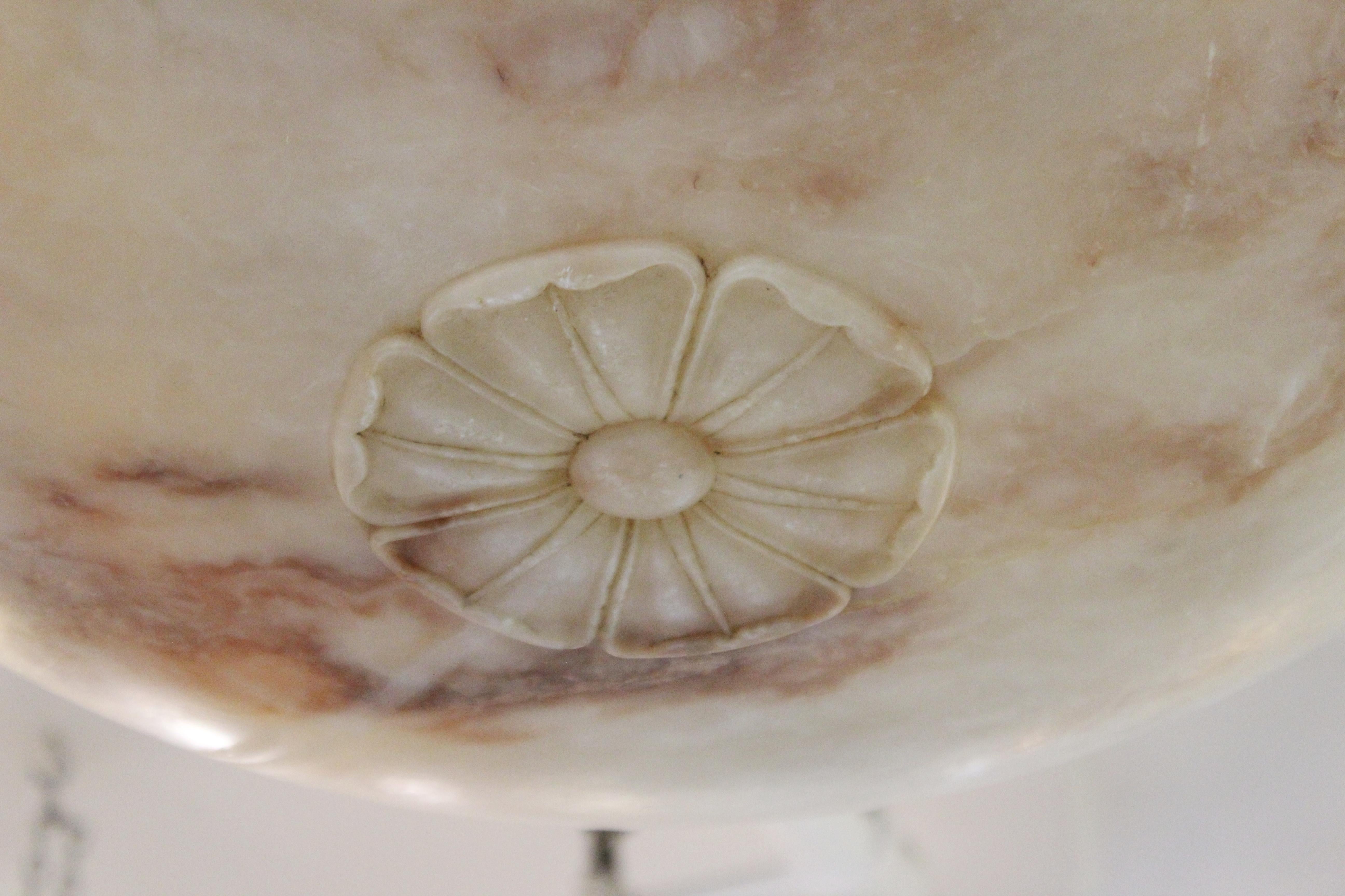 Early 20th Century Swedish Neoclassical Style Alabaster Dome Shaped Pendant Light