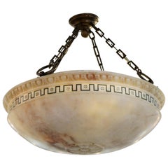 Swedish Neoclassical Style Alabaster Dome Shaped Pendant Light