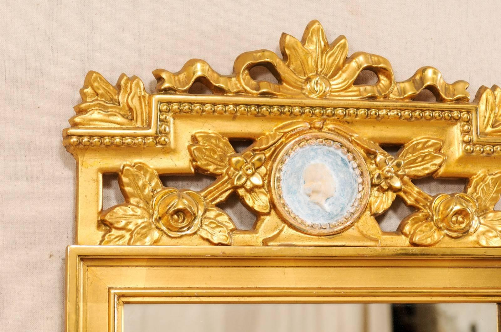 Svedese Specchio svedese trumeau alto in stile neoclassico antico ornato e dorato