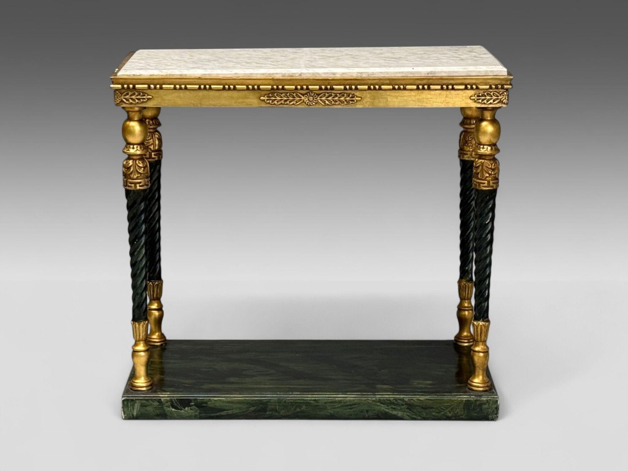 Schwedischer Neoklassizismus, Giltwood, Marmor, Konsolentische, Schweden, 20.Jh. (Neoklassisch) im Angebot