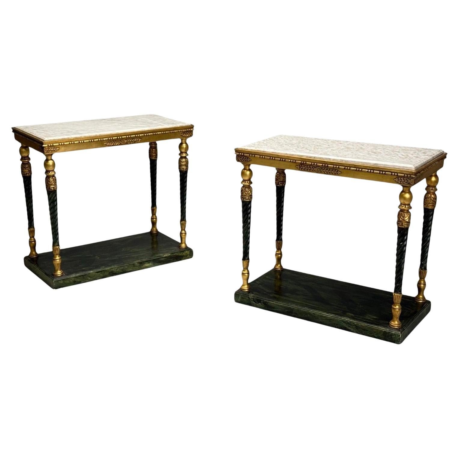 Schwedischer Neoklassizismus, Giltwood, Marmor, Konsolentische, Schweden, 20.Jh.