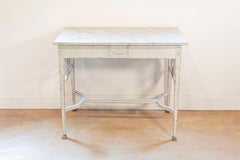 Swedish Neoclassical Style Painted Hall Table with Lyre Motifs and Lion Feet