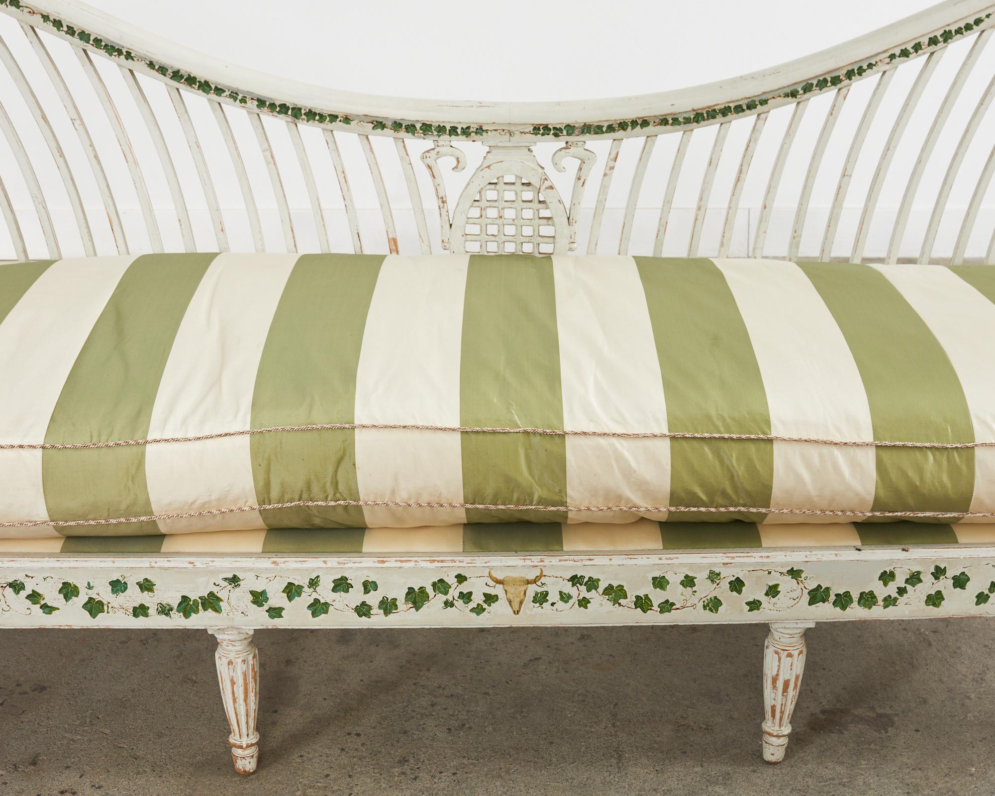 Swedish Neoclassical Style Painted Pine Daybed Bench Settee 7