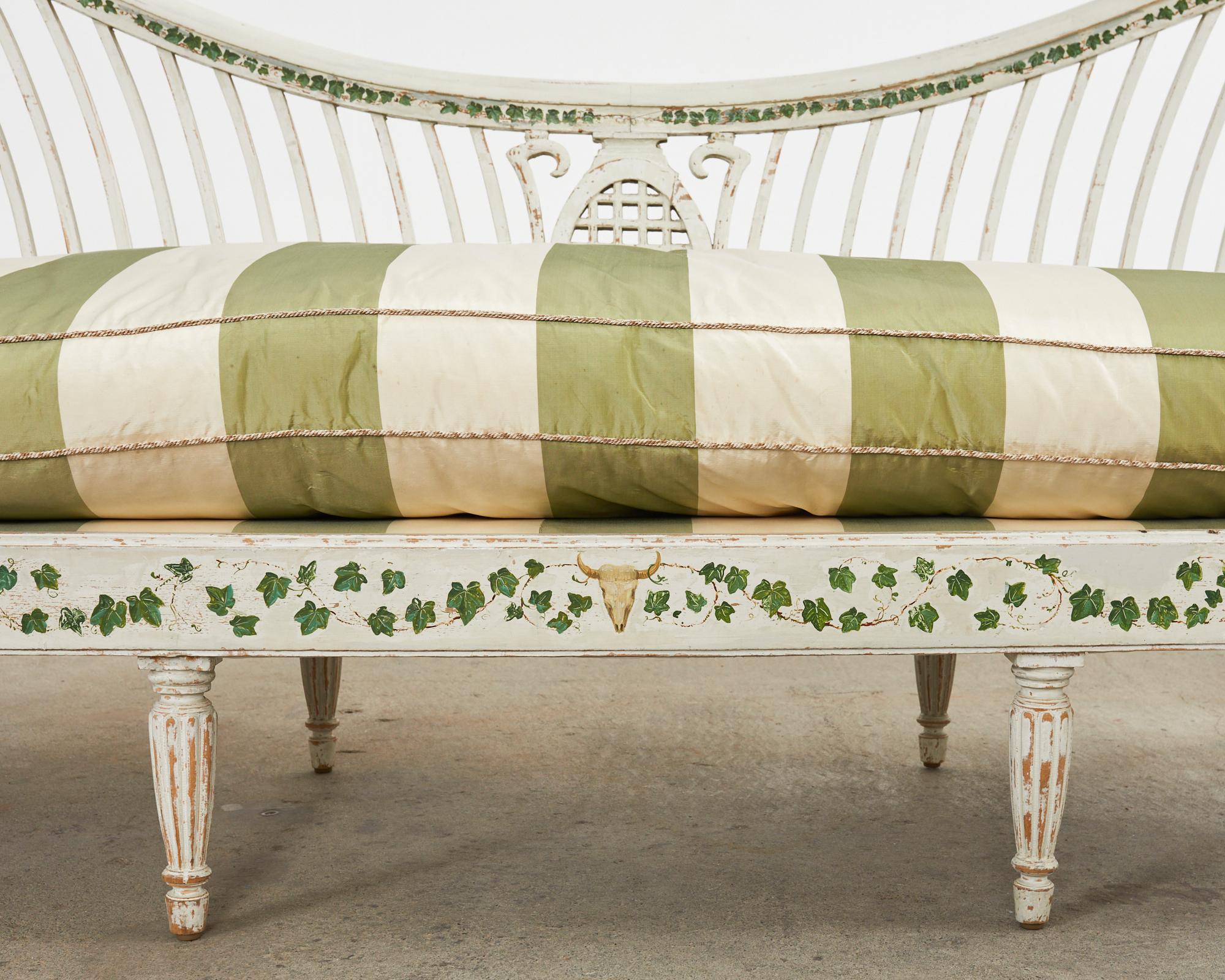 Swedish Neoclassical Style Painted Pine Daybed Bench Settee 9