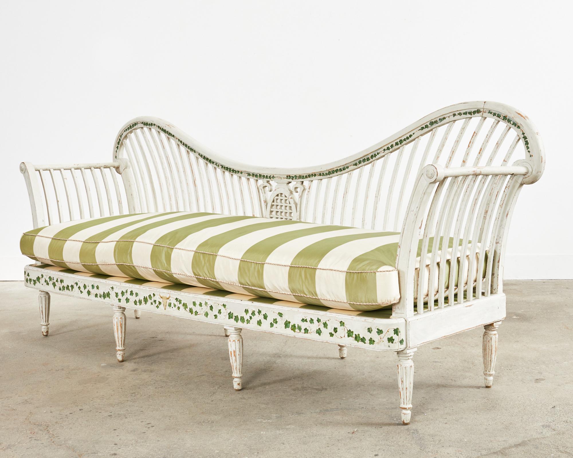 Swedish Neoclassical Style Painted Pine Daybed Bench Settee 10