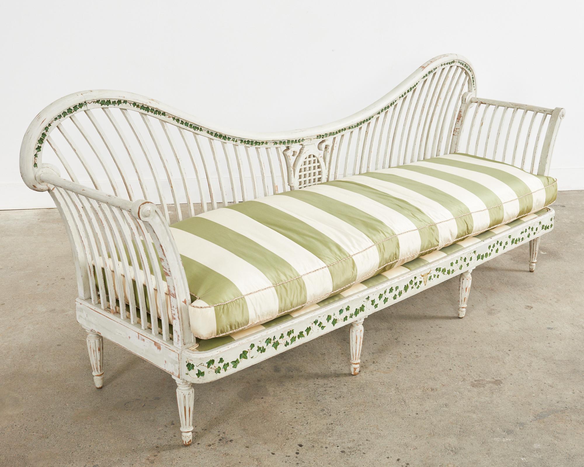 20th Century Swedish Neoclassical Style Painted Pine Daybed Bench Settee