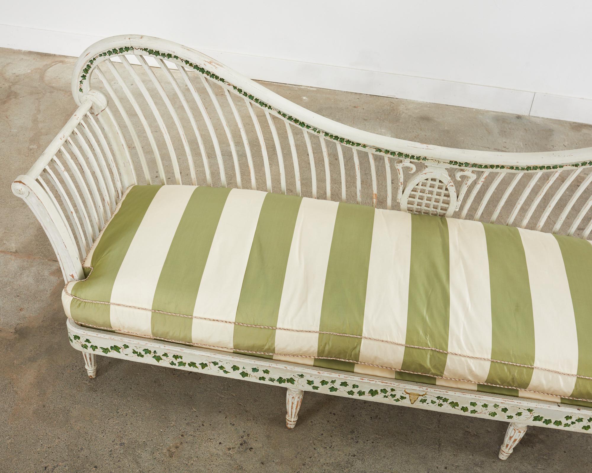 Swedish Neoclassical Style Painted Pine Daybed Bench Settee 3
