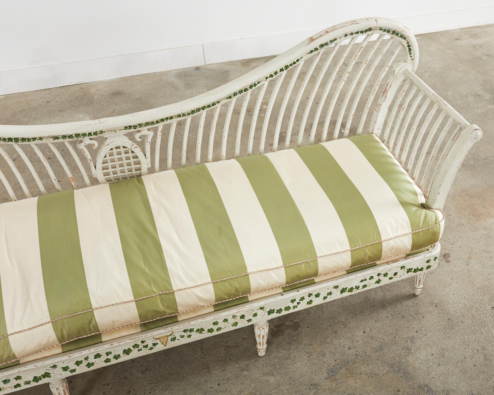 Swedish Neoclassical Style Painted Pine Daybed Bench Settee 4