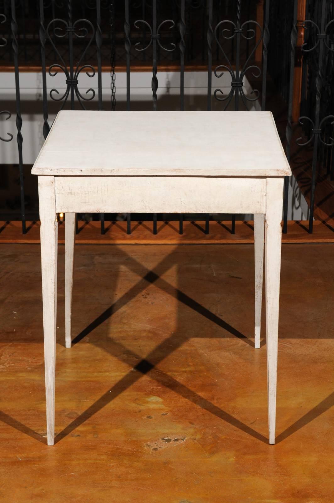 Swedish Neoclassical Style Painted Side Table with Drawer from Småland, 1880s 4