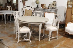 Swedish Neoclassical Style Painted Table with Carved Guilloche and Tapered Legs