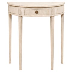 Swedish Neoclassical Style Painted Wood Demilune Console Table, 20th Century