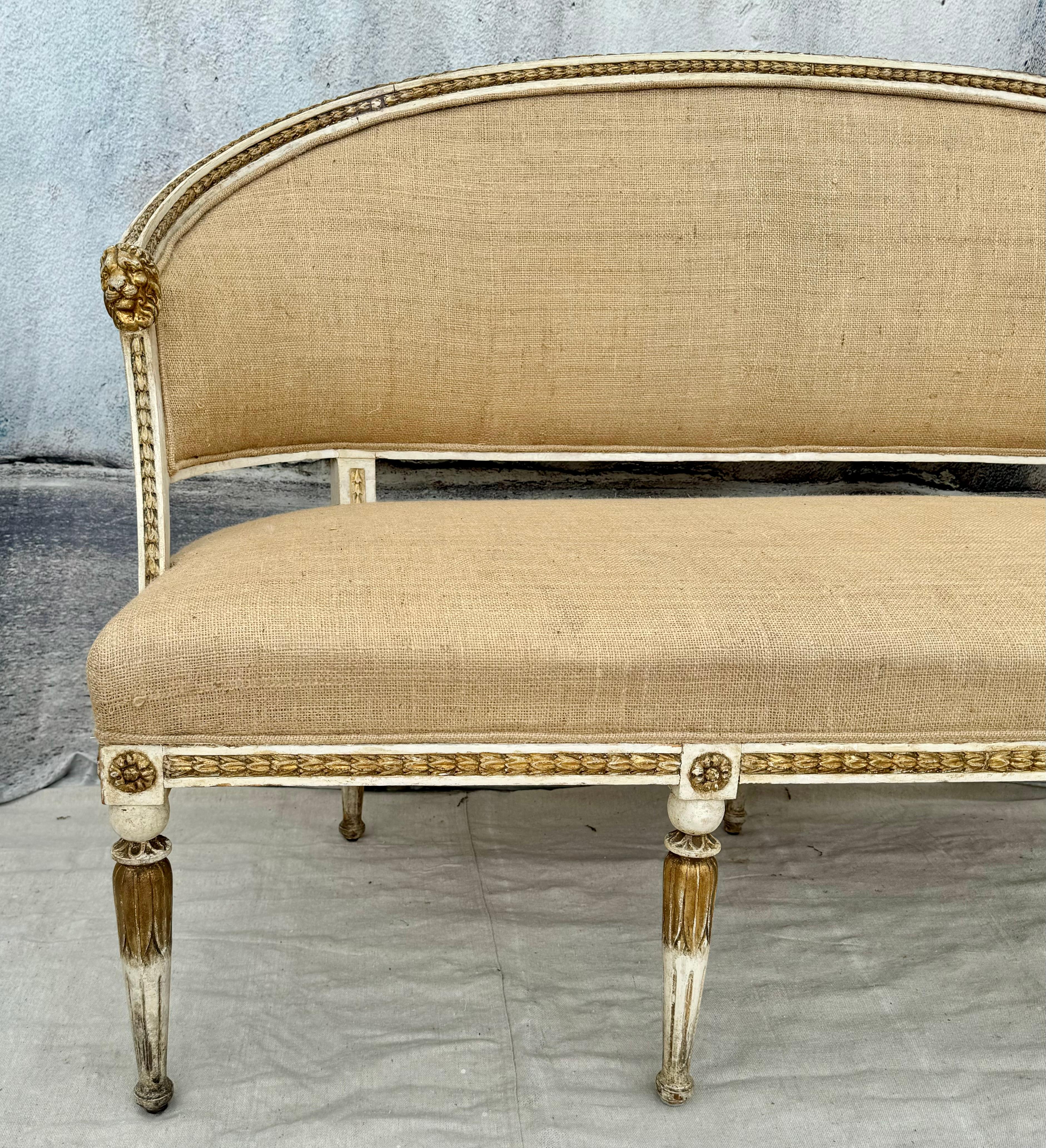 Swedish Neoclassical Style Parcel Gilt Settee For Sale 6
