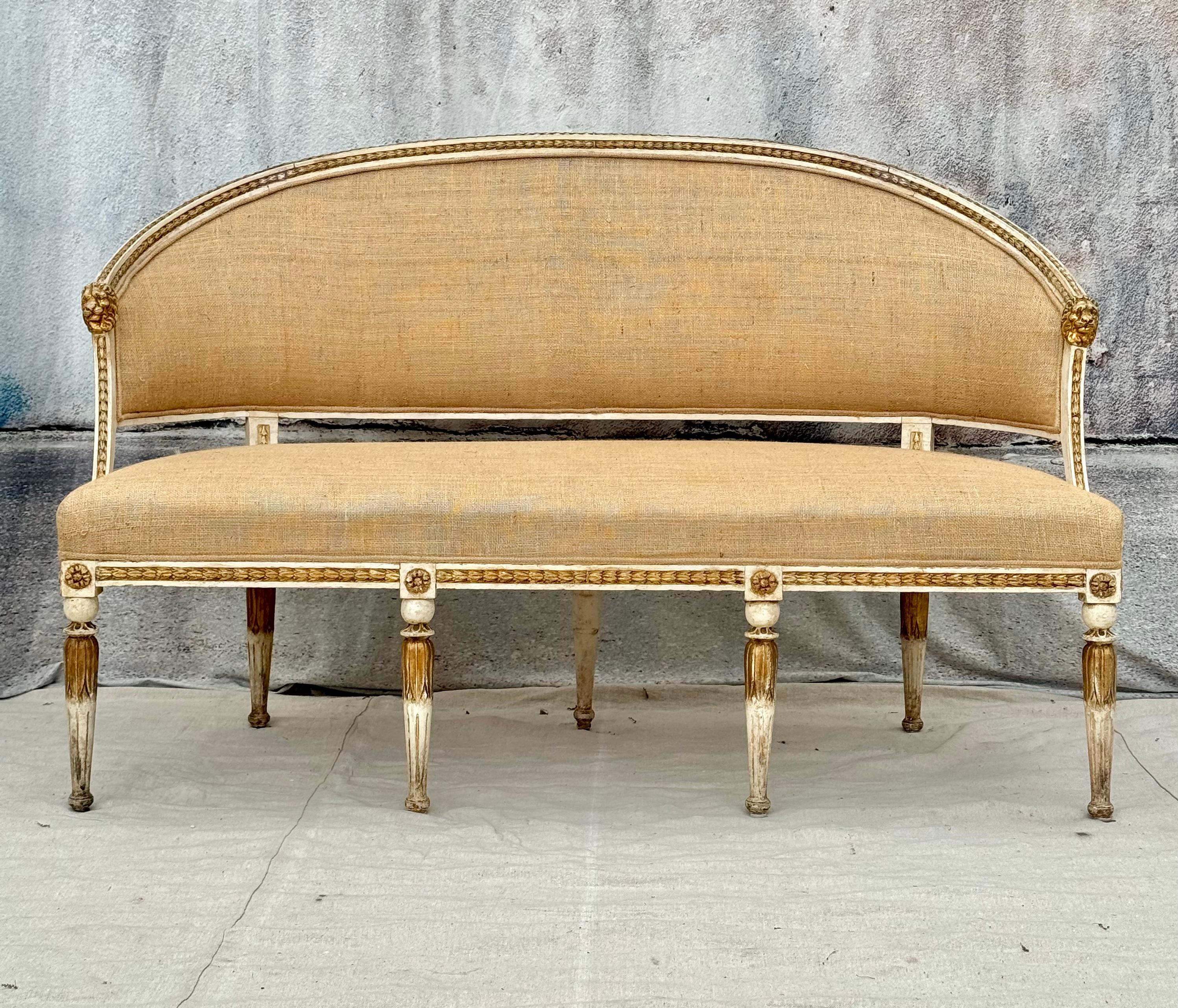 Swedish Neoclassical Style Parcel Gilt Settee For Sale 8