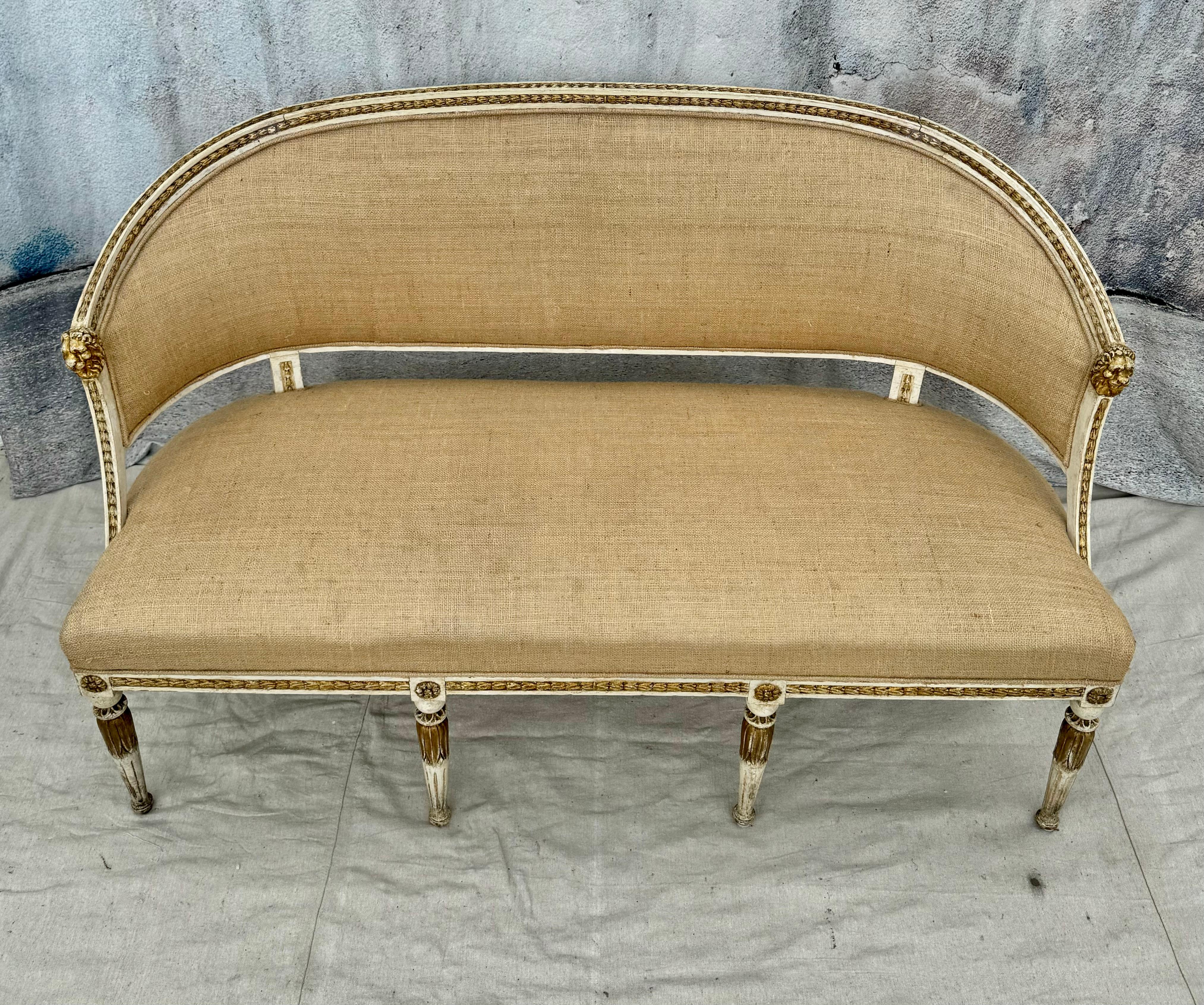 20th Century Swedish Neoclassical Style Parcel Gilt Settee For Sale