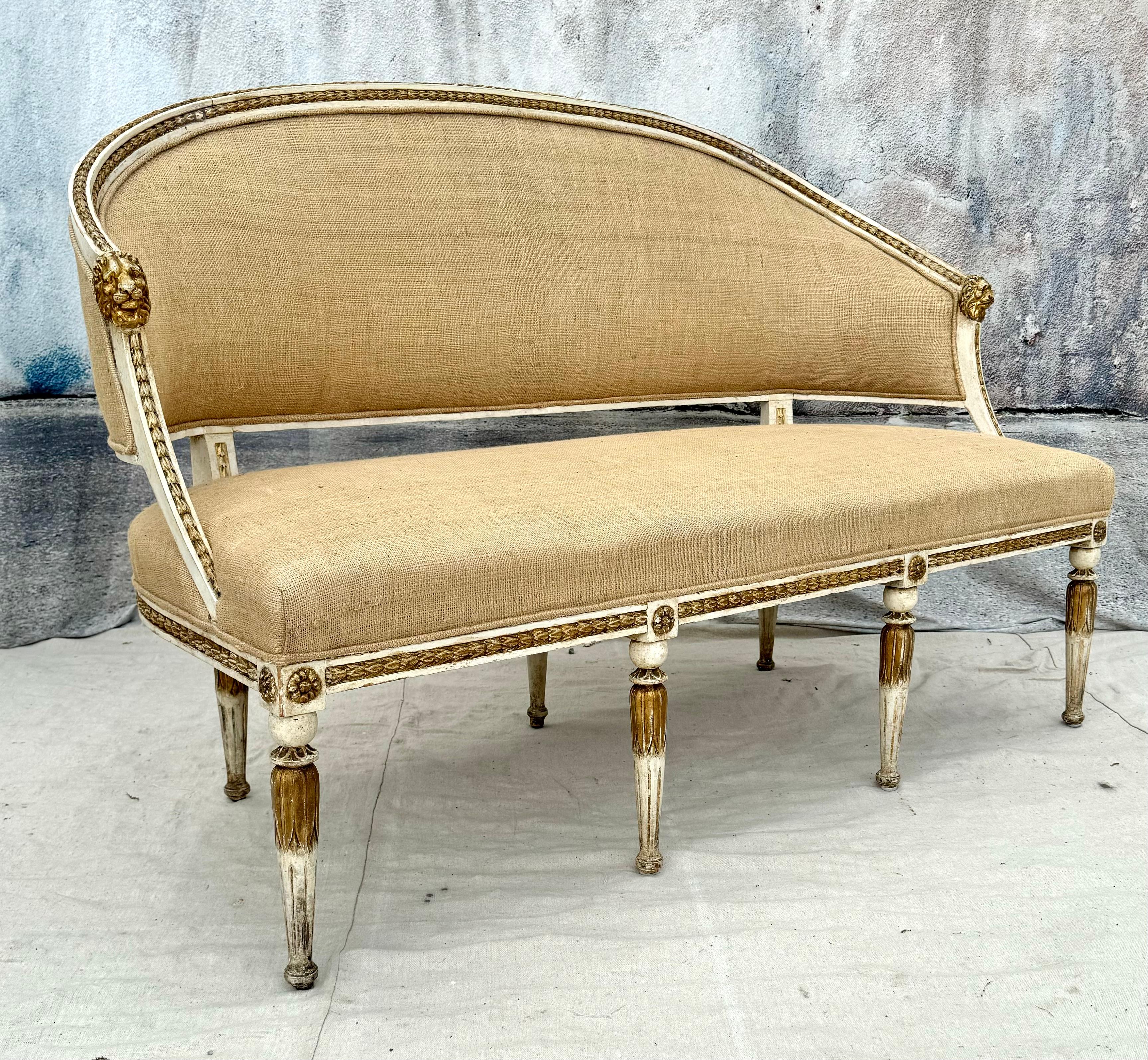 Swedish Neoclassical Style Parcel Gilt Settee For Sale 1